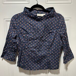 Colorland Floral Blue Wide Collar Shirt